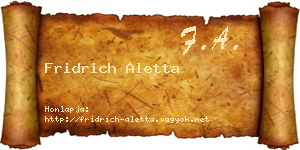 Fridrich Aletta névjegykártya